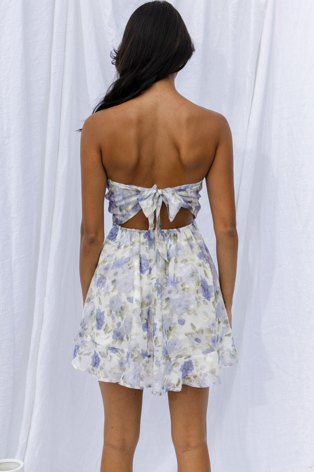5 O'Clock Somewhere Shirred Bust Mini Dress Floral Blue by Selfie Leslie