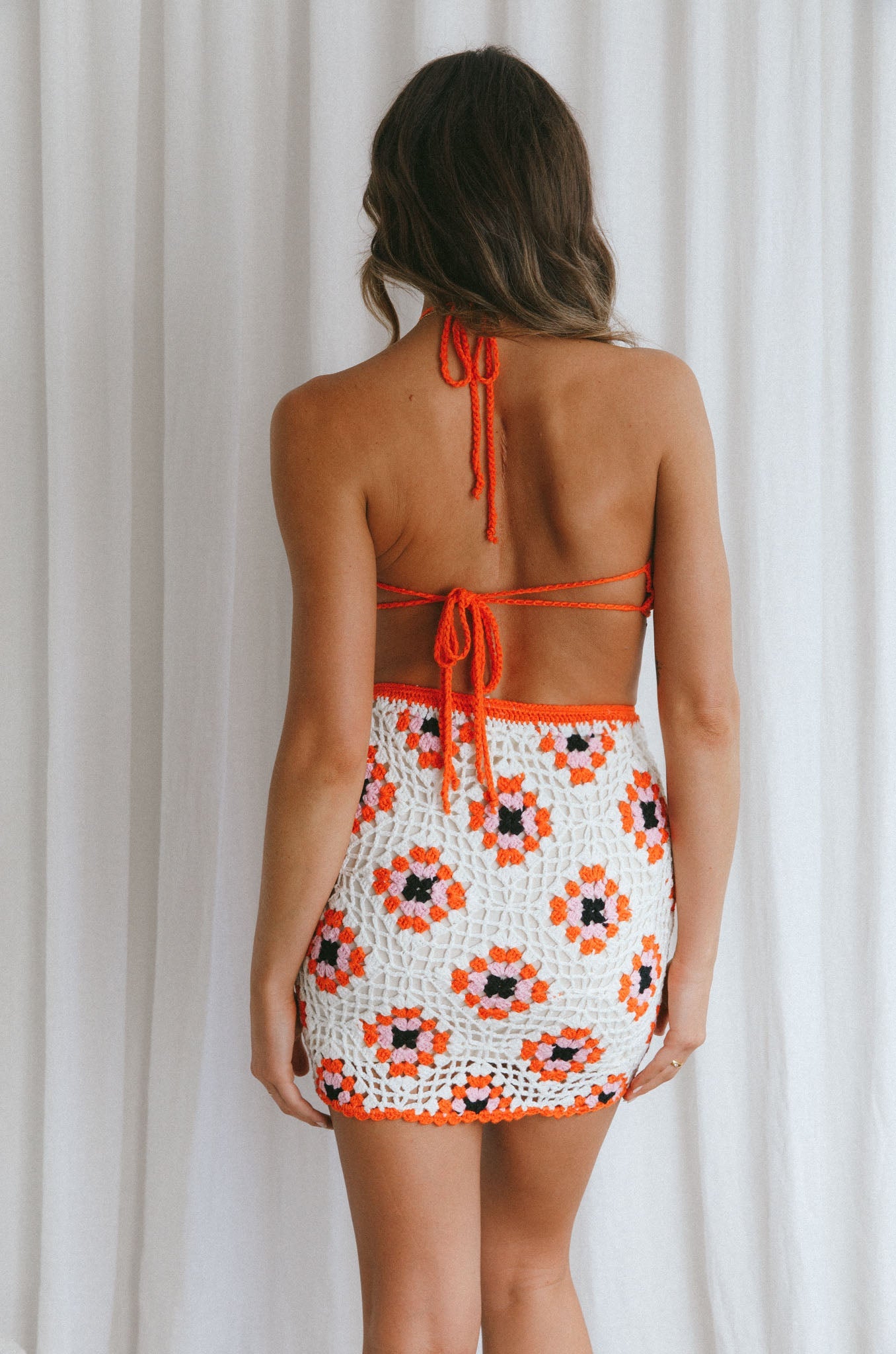 Summer Love Open Back Crochet Mini Dress Pink by Selfie Leslie