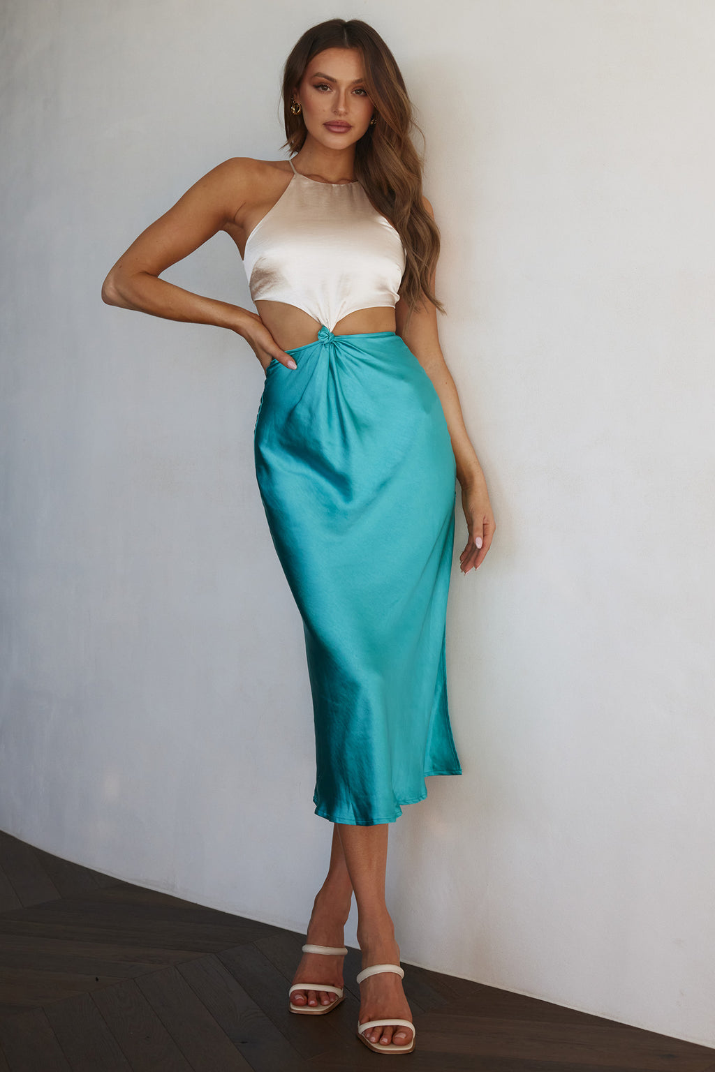 Utopia Cut-Out Waist Midi Dress Blue by Selfie Leslie Australia