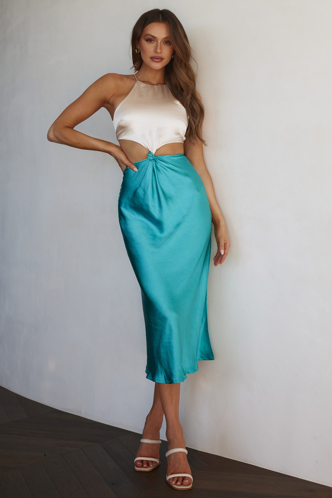 Utopia Cut-Out Waist Midi Dress Blue by Selfie Leslie Australia