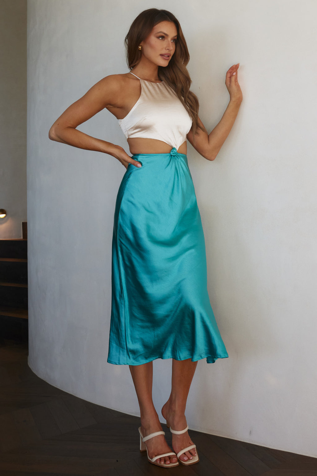 Utopia Cut-Out Waist Midi Dress Blue by Selfie Leslie Australia