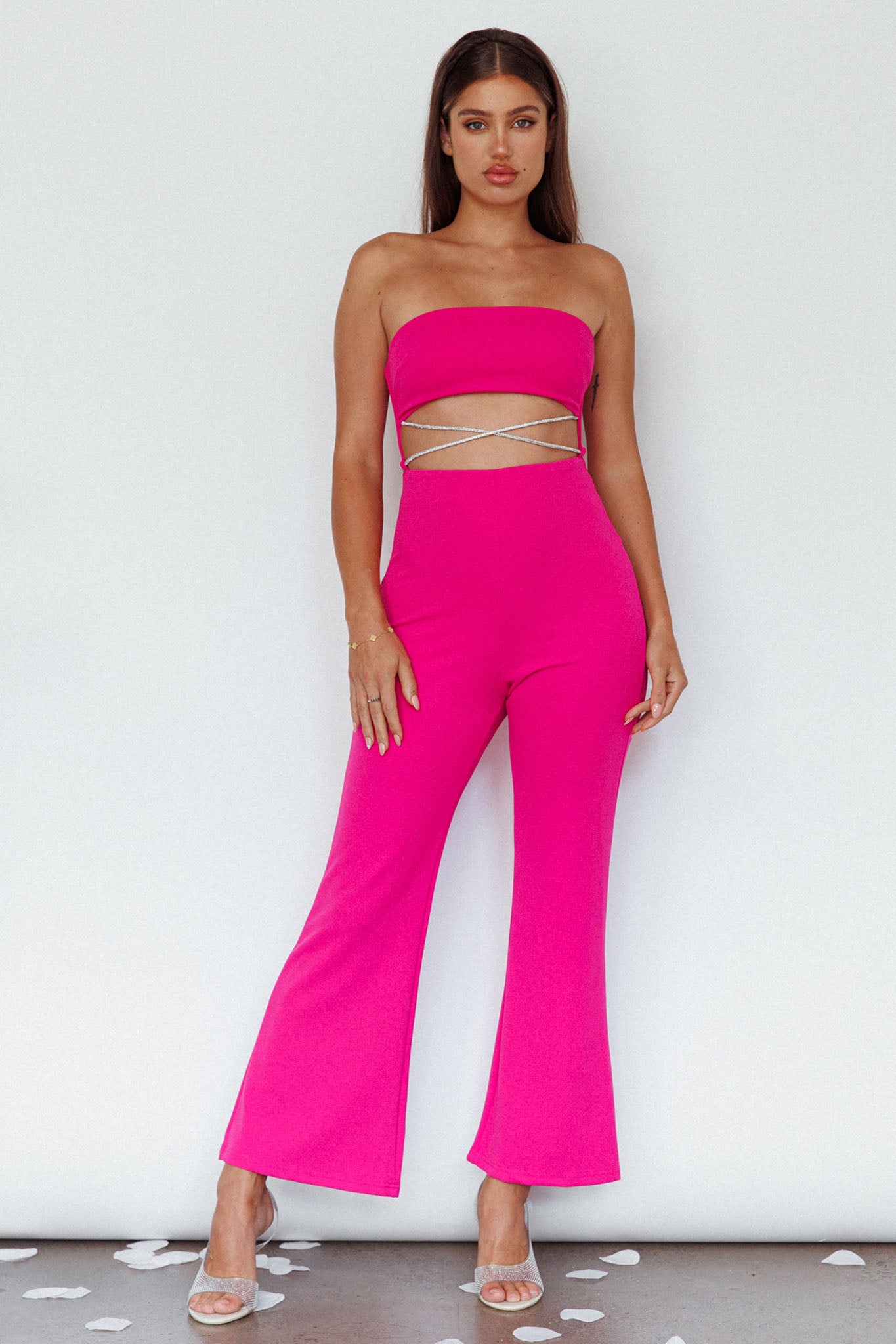 Nohemi Strapless Diamante Jumpsuit Fuchsia by Selfie Leslie Australia