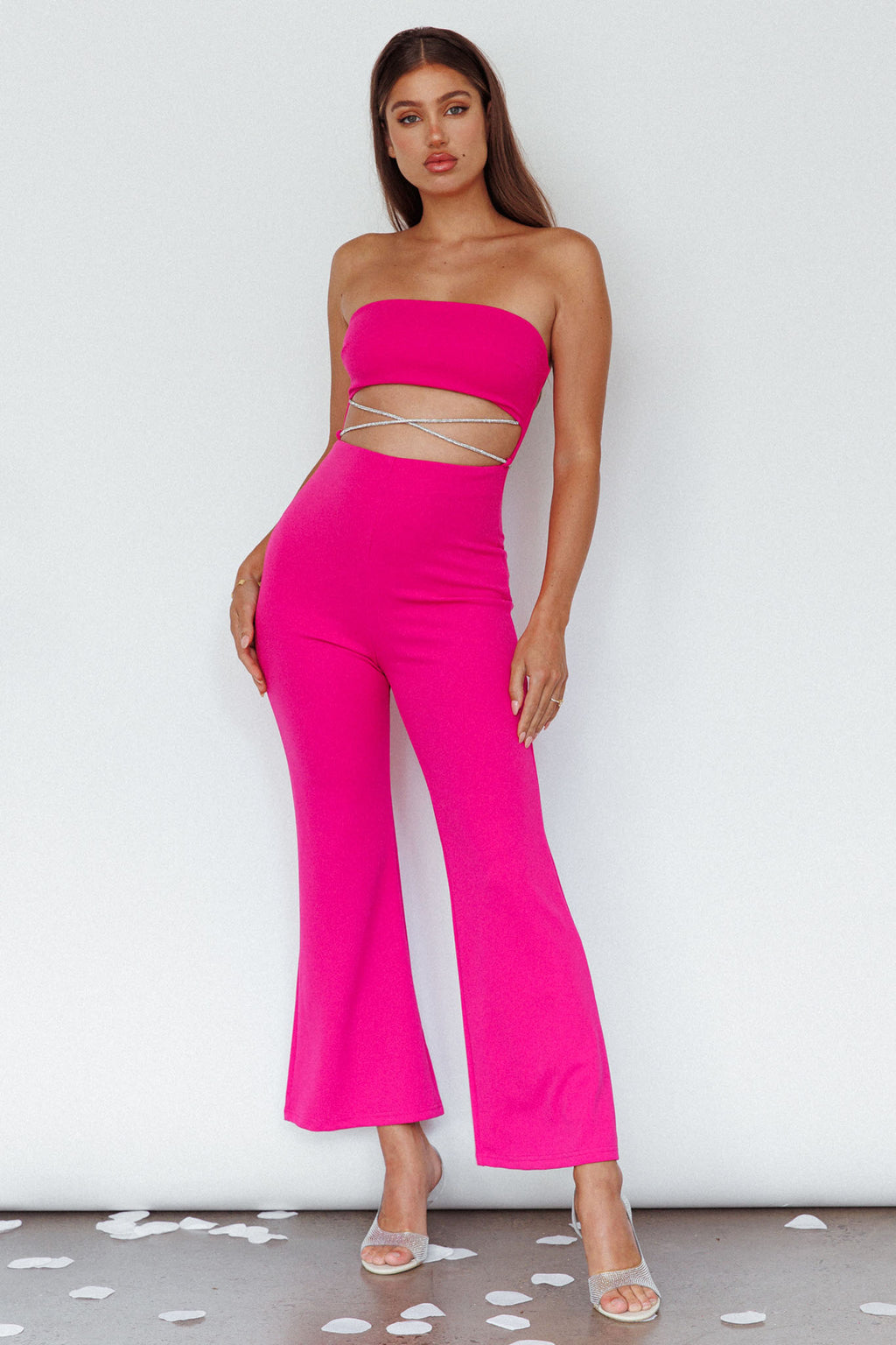 Nohemi Strapless Diamante Jumpsuit Fuchsia by Selfie Leslie Australia