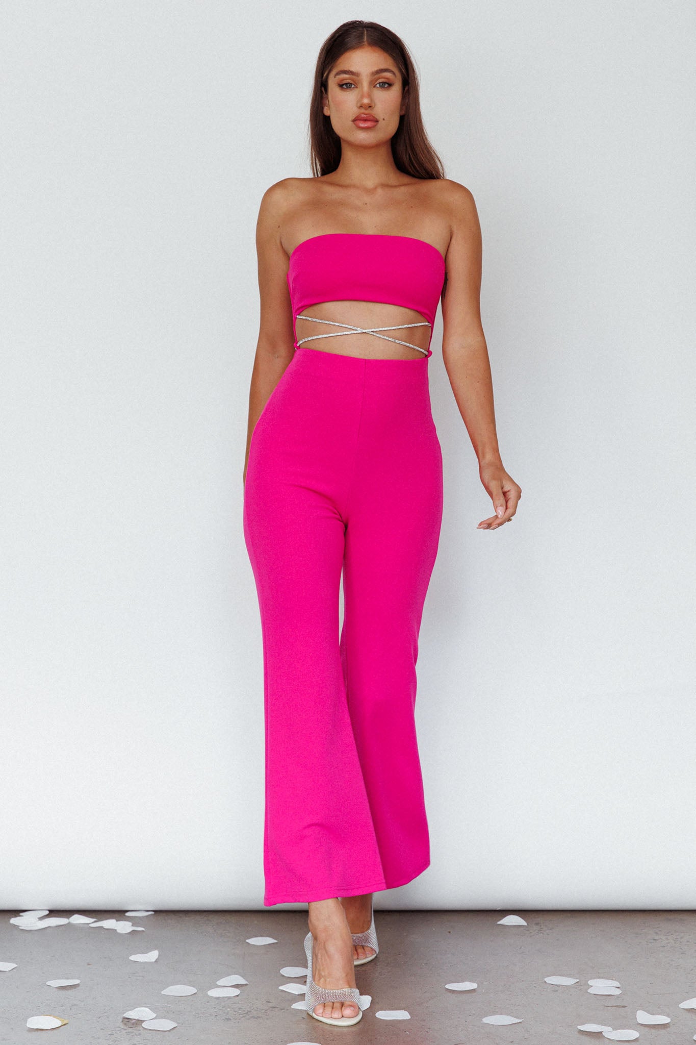 Nohemi Strapless Diamante Jumpsuit Fuchsia by Selfie Leslie Australia