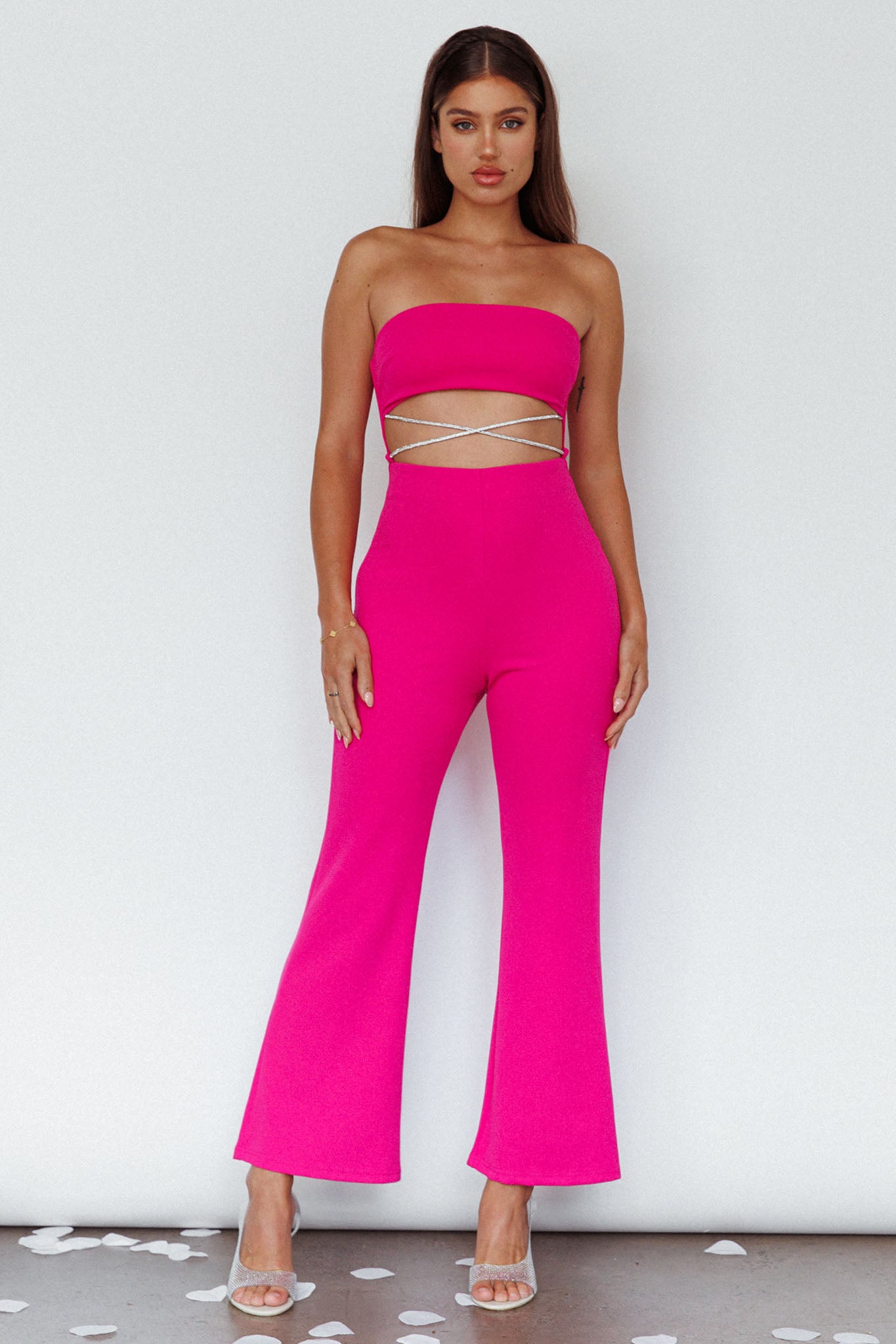 Nohemi Strapless Diamante Jumpsuit Fuchsia by Selfie Leslie Australia