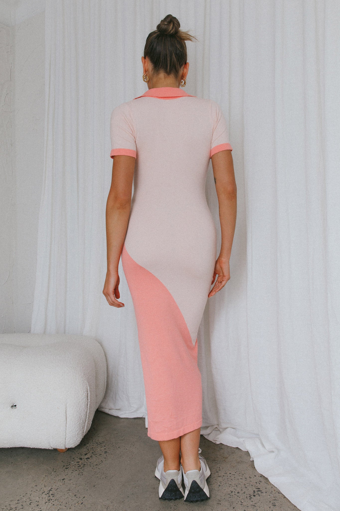 Regatta Lace-Up Polo Shirt Midi Dress Peach by Selfie Leslie