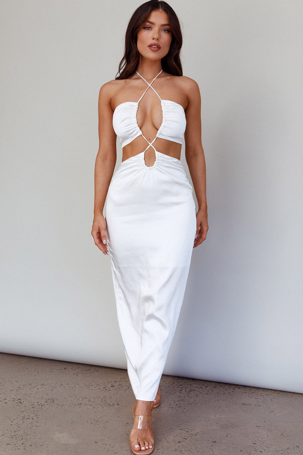 Ryana Cut-Out Drawstring Dress White by Selfie Leslie Australia
