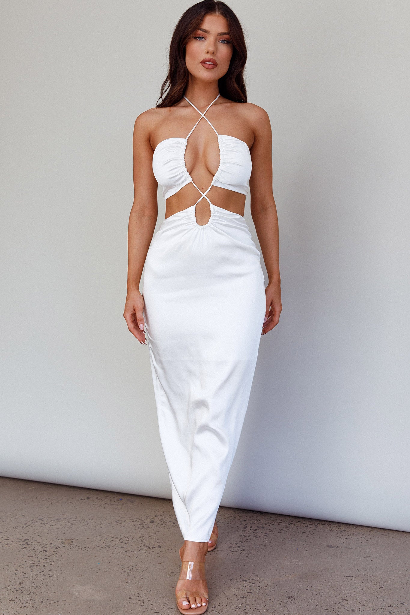 Ryana Cut-Out Drawstring Dress White by Selfie Leslie Australia