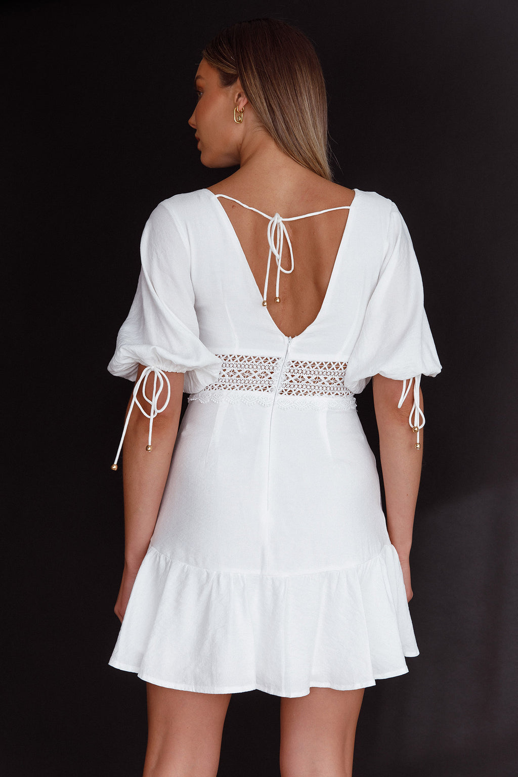 Vista Embroidery Trim Mini Dress White by Selfie Leslie Australia