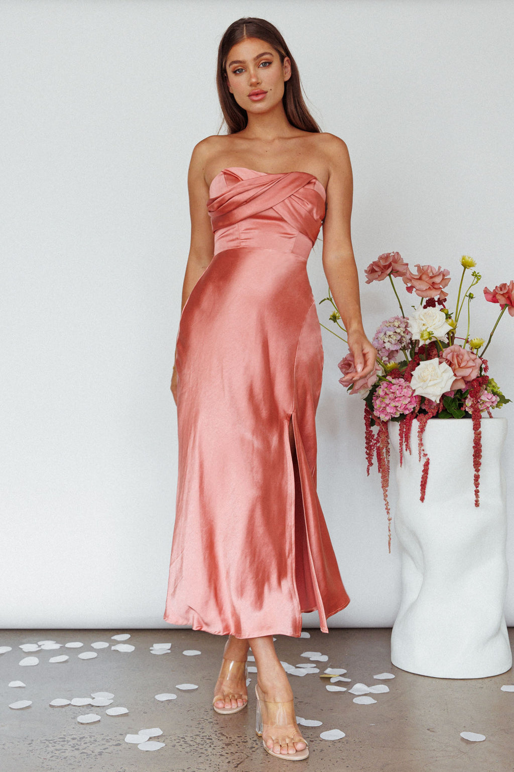 Yvette Wrap Neckline Midi Dress Desert Rose by Selfie Leslie Australia