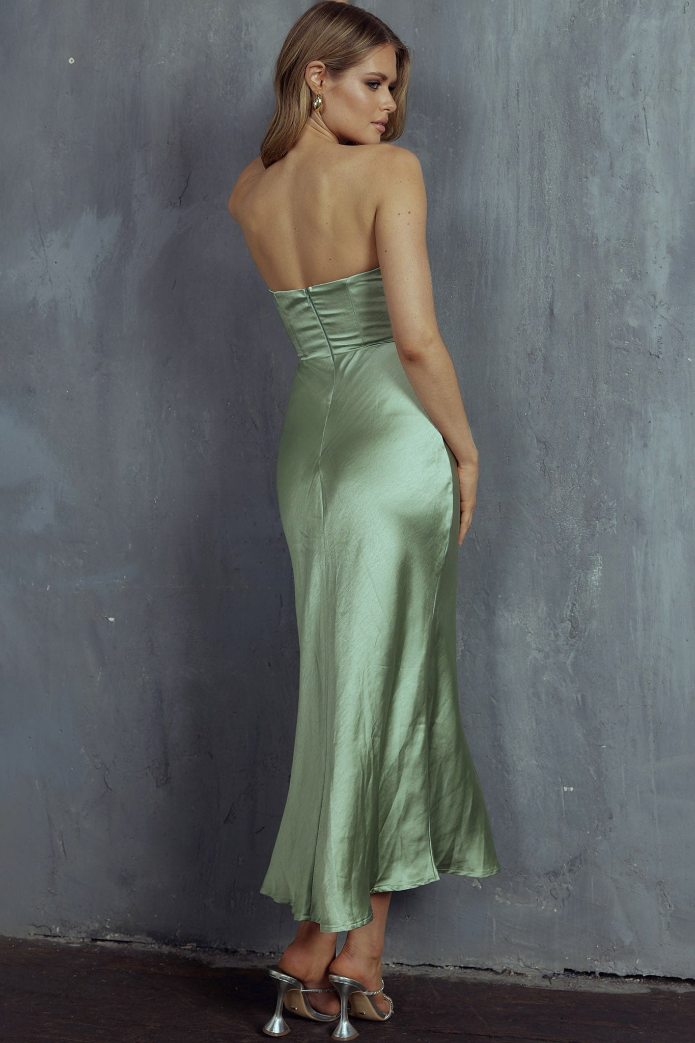 Yvette Wrap Neckline Midi Dress Sage by Selfie Leslie