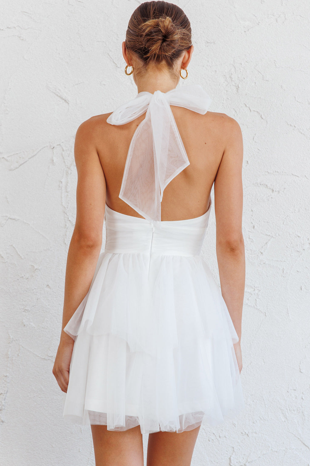 Andria Halterneck Tulle Mini Dress White by Selfie Leslie Australia