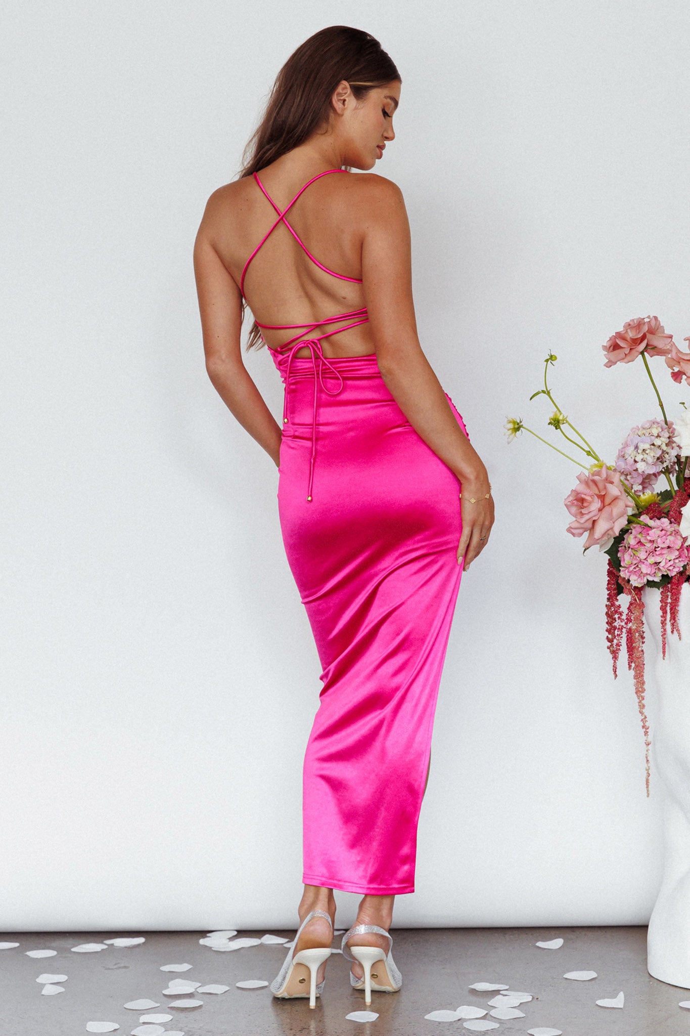 Can't Hardly Wait Cut-Out Midi Dress Fuchsia by Selfie Leslie Australia