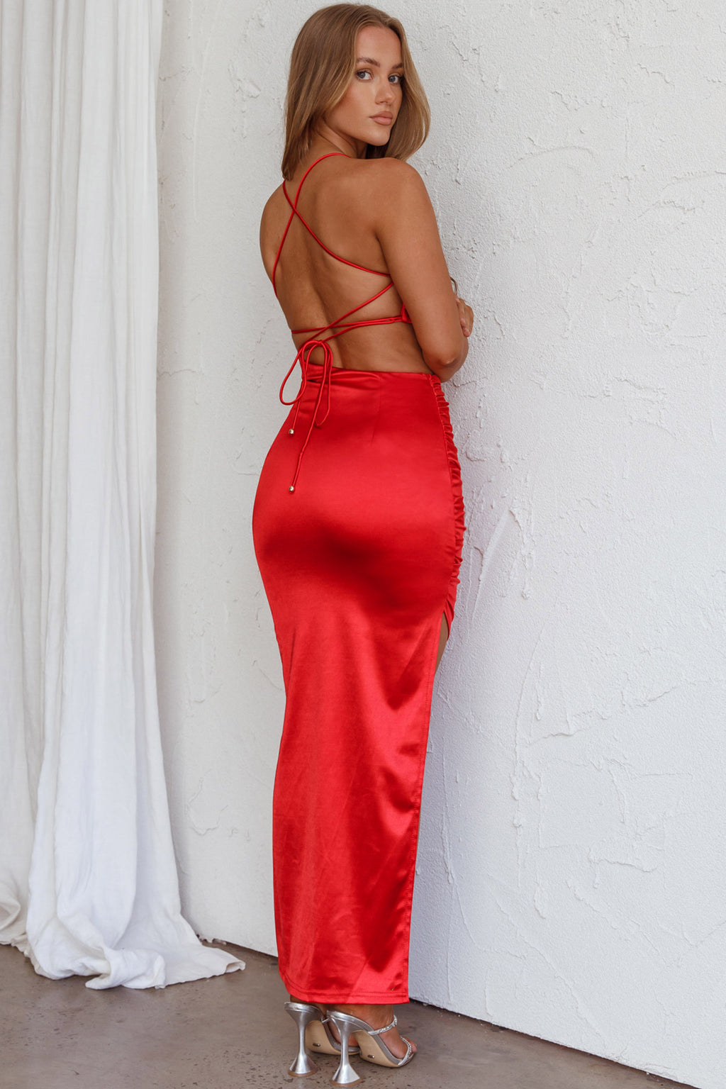 Can't Hardly Wait Cut-Out Midi Dress Red by Selfie Leslie Australia