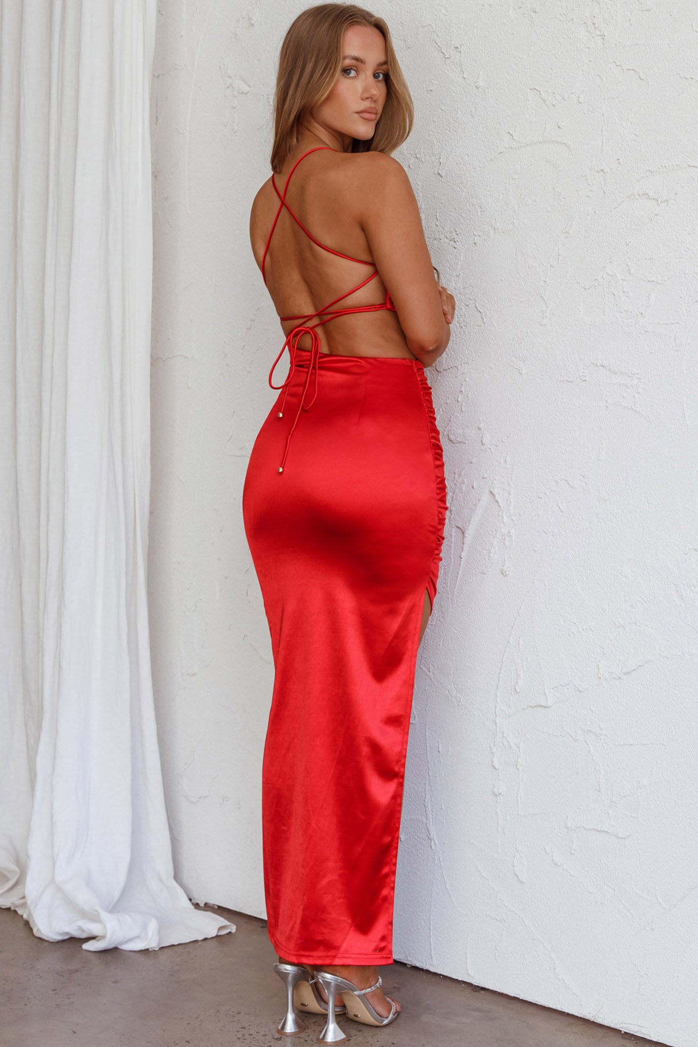 Can't Hardly Wait Cut-Out Midi Dress Red by Selfie Leslie Australia