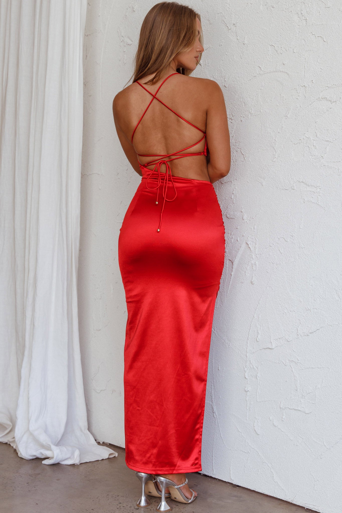 Can't Hardly Wait Cut-Out Midi Dress Red by Selfie Leslie Australia