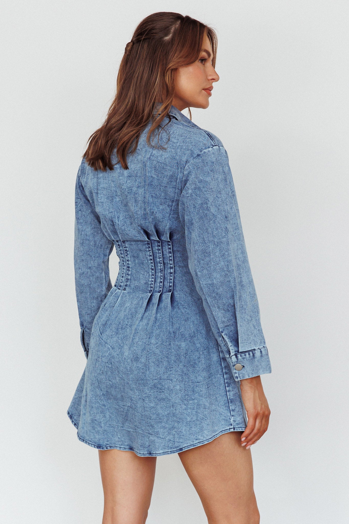 Zurich Long Sleeve Mini Dress Blue by Selfie Leslie Australia