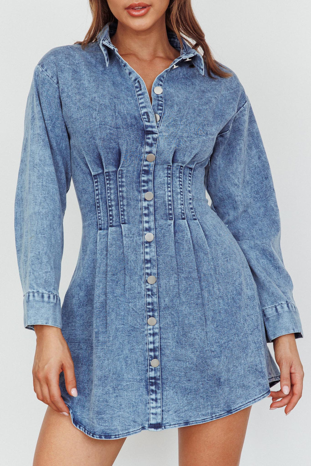 Zurich Long Sleeve Mini Dress Blue by Selfie Leslie Australia