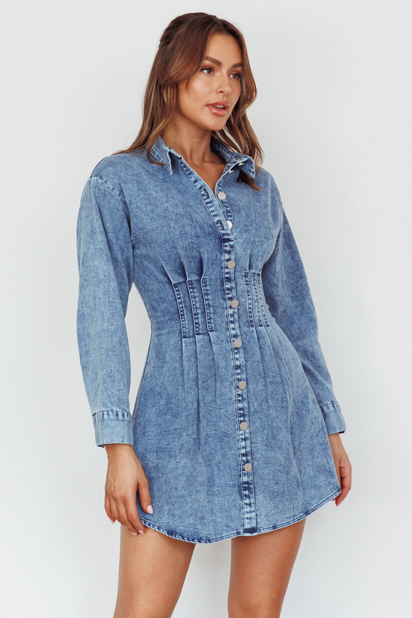Zurich Long Sleeve Mini Dress Blue by Selfie Leslie Australia