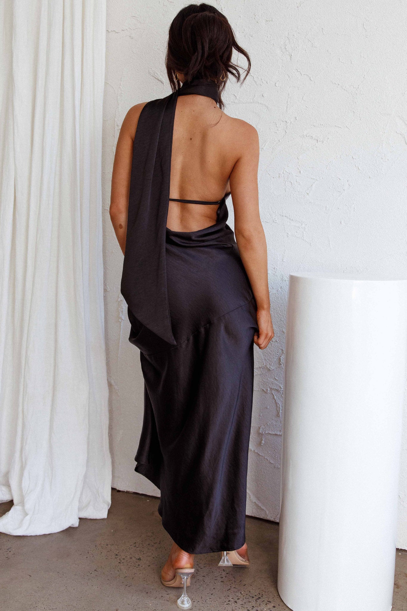 Italian Summer Tie Neck Midi Dress Black by Selfie Leslie Australia