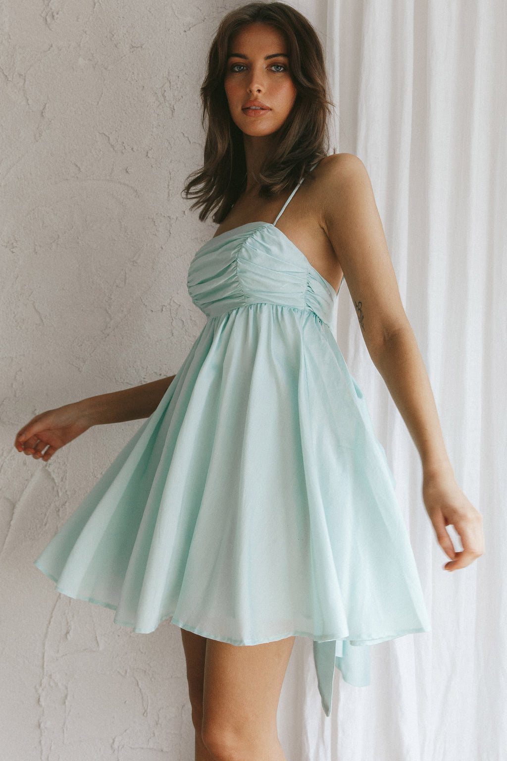 Zhen Bow Tie Back Mini Dress Mint by Selfie Leslie Australia