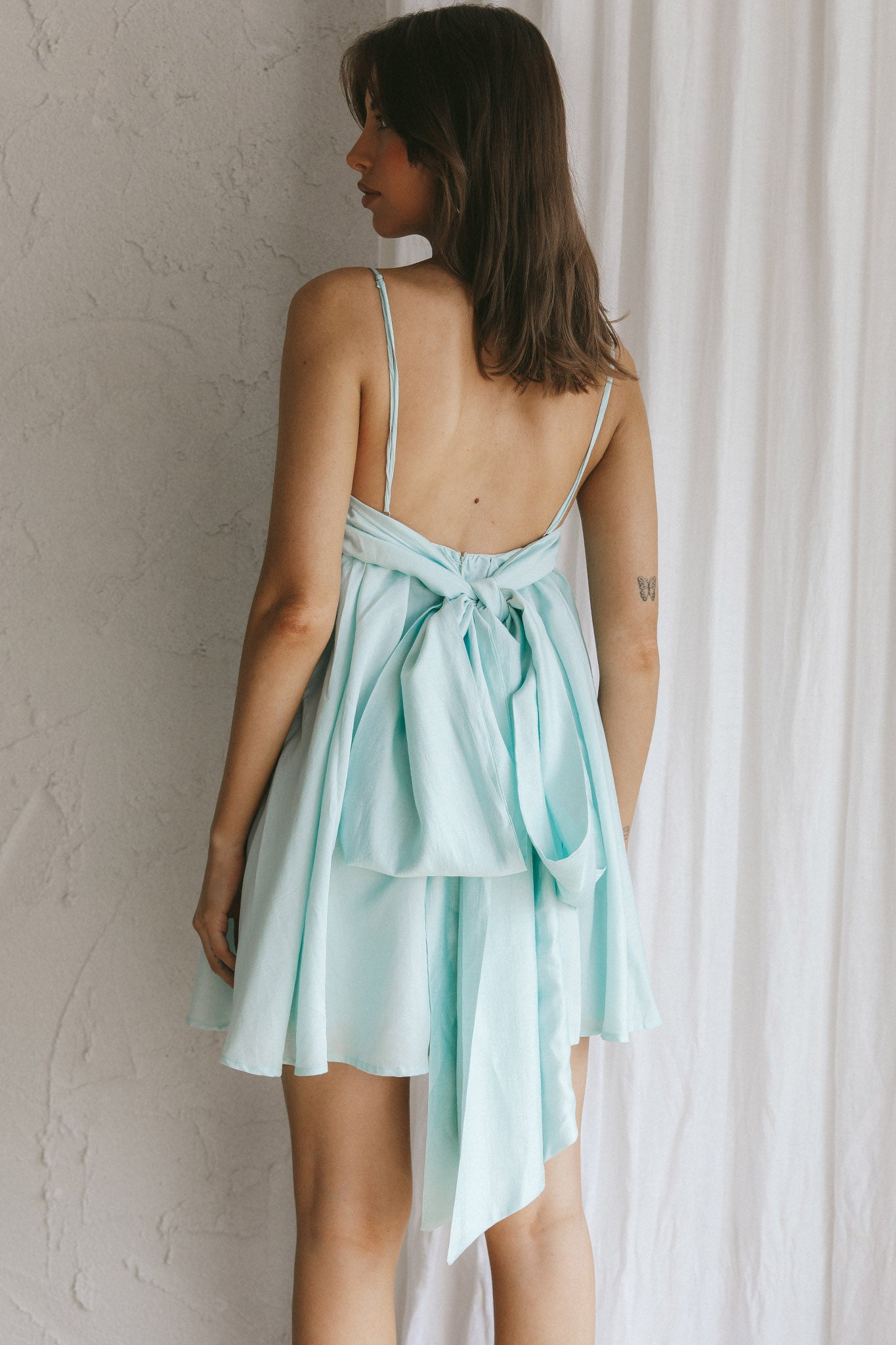 Zhen Bow Tie Back Mini Dress Mint by Selfie Leslie Australia