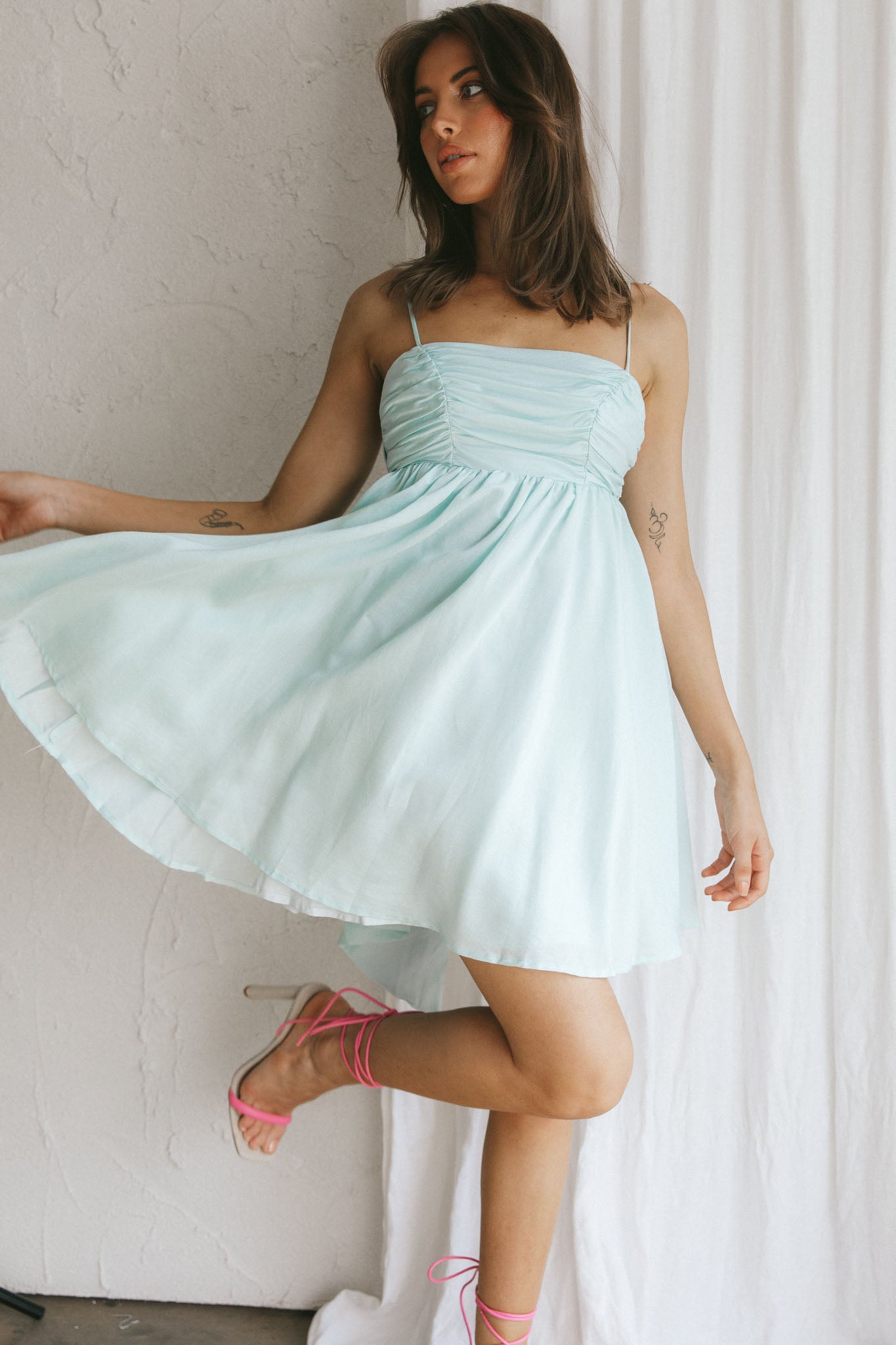 Zhen Bow Tie Back Mini Dress Mint by Selfie Leslie Australia