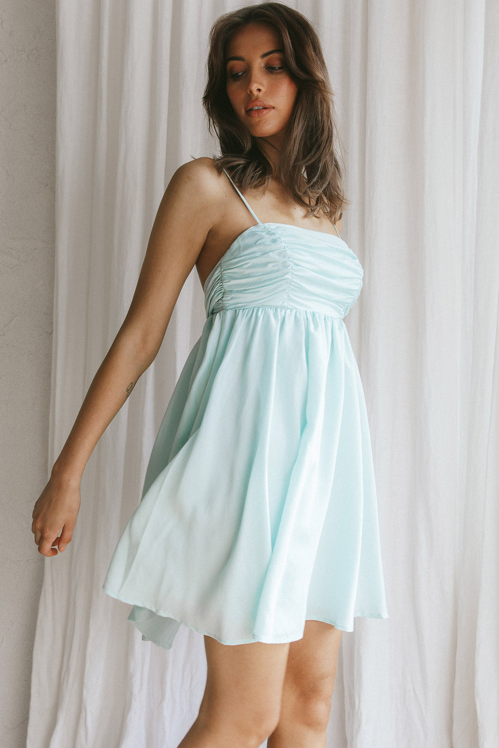 Zhen Bow Tie Back Mini Dress Mint by Selfie Leslie Australia