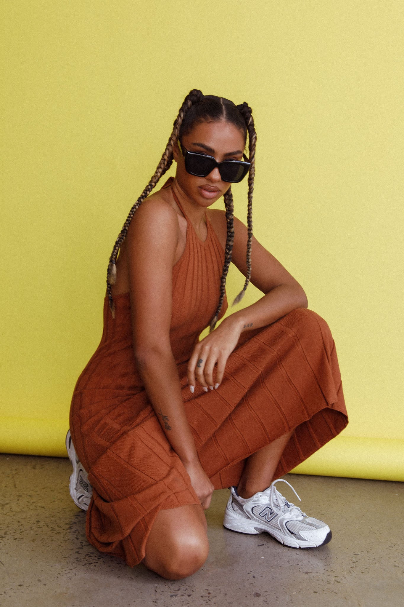 Mikah Knit Halterneck Midi Dress Mocha by Selfie Leslie Australia