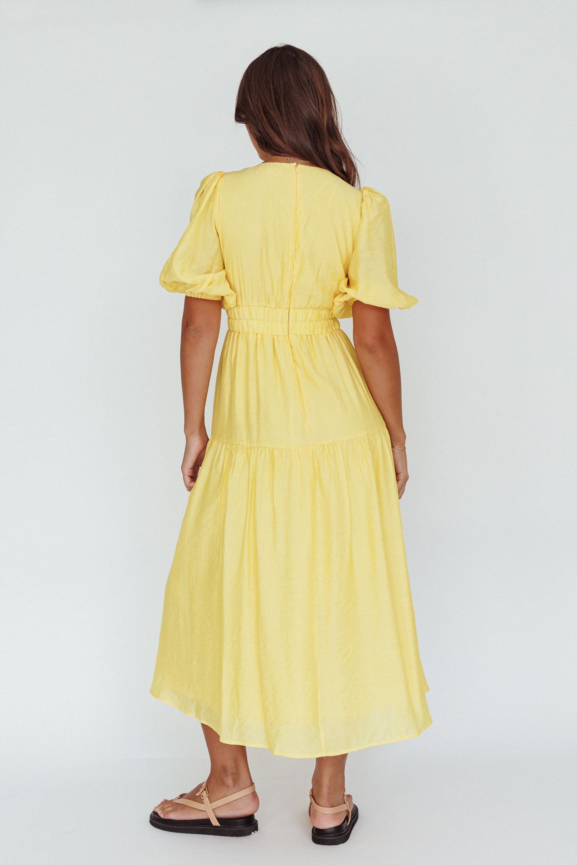 Summer Land V-Neckline Midi Dress Butter by Selfie Leslie Australia