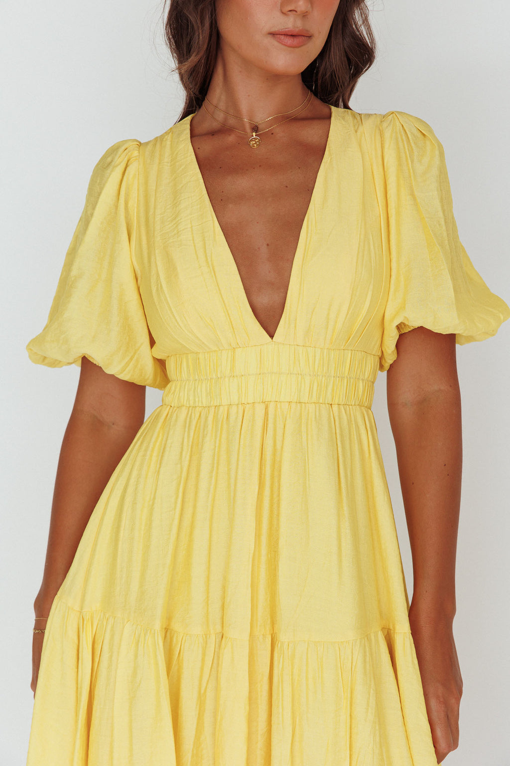 Summer Land V-Neckline Midi Dress Butter by Selfie Leslie Australia
