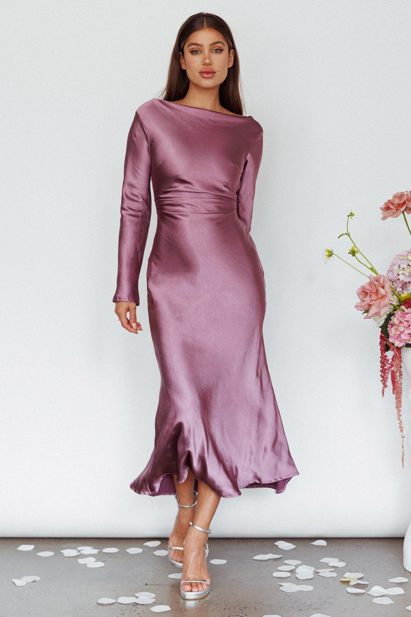 Loveland Cowl Back Midi Dress Grape by Selfie Leslie Australia