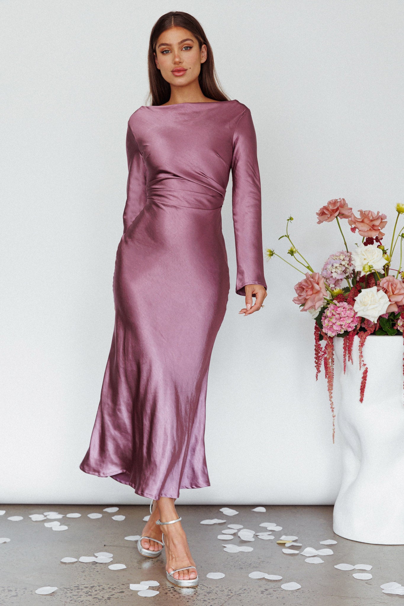 Loveland Cowl Back Midi Dress Grape by Selfie Leslie Australia