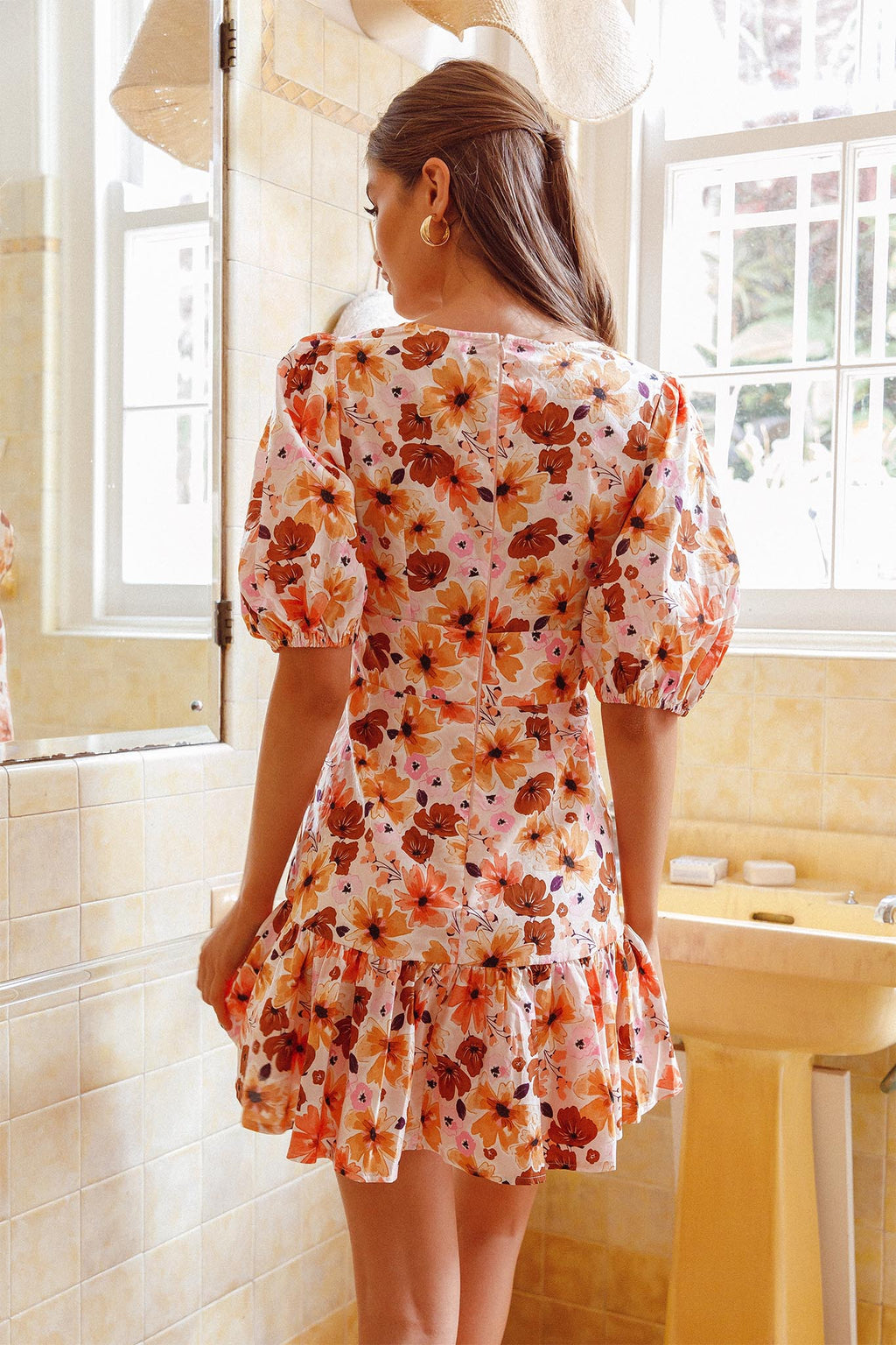 Jemilia Cut-Out Bust Flounce Mini Dress Floral Pink by Selfie Leslie Australia
