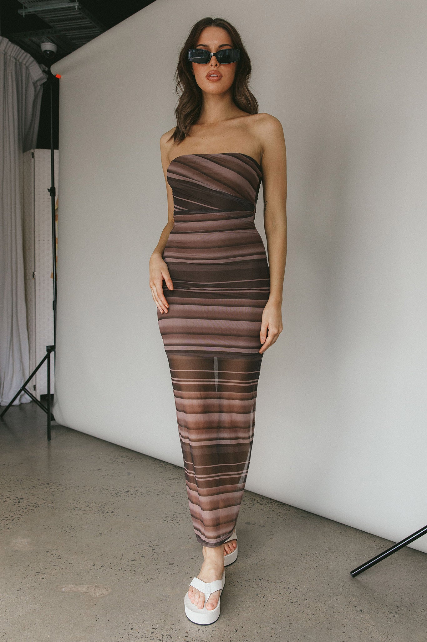 Island Life Strapless Maxi Dress Brown by Selfie Leslie Australia