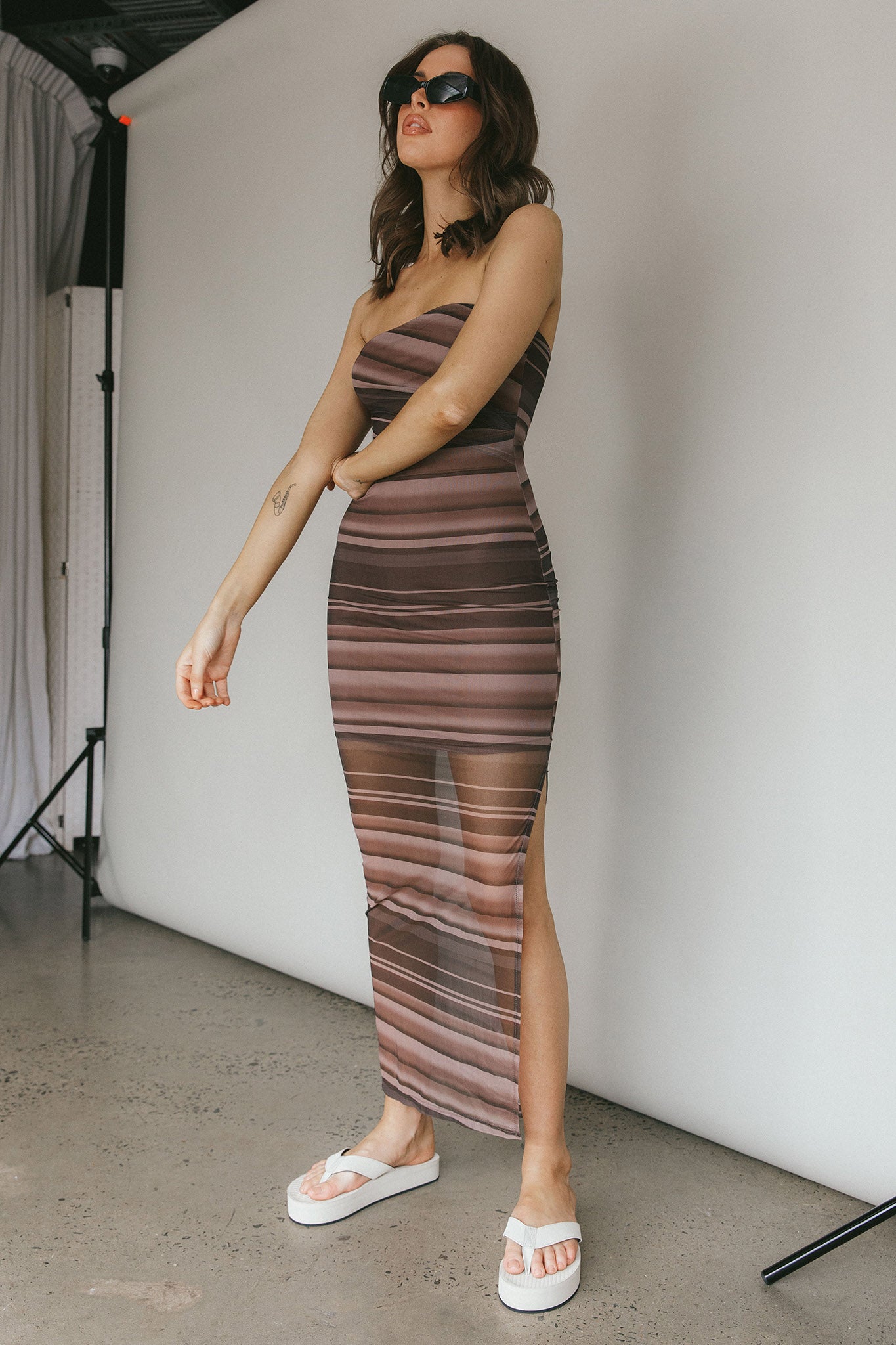 Island Life Strapless Maxi Dress Brown by Selfie Leslie Australia