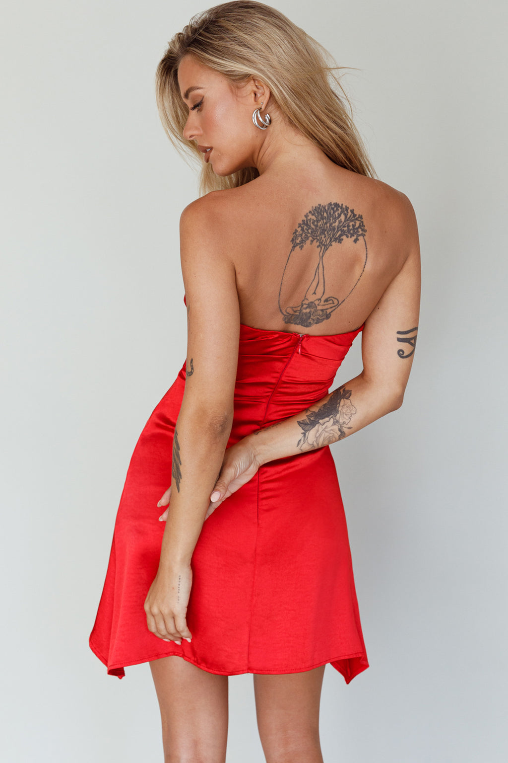 Tamia Strapless Mini Dress Cherry by Selfie Leslie Australia