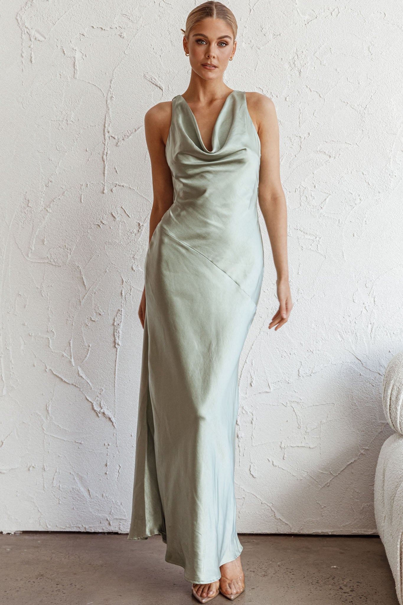 Cassiopeia Open Back Maxi Dress Pistachio by Selfie Leslie Australia