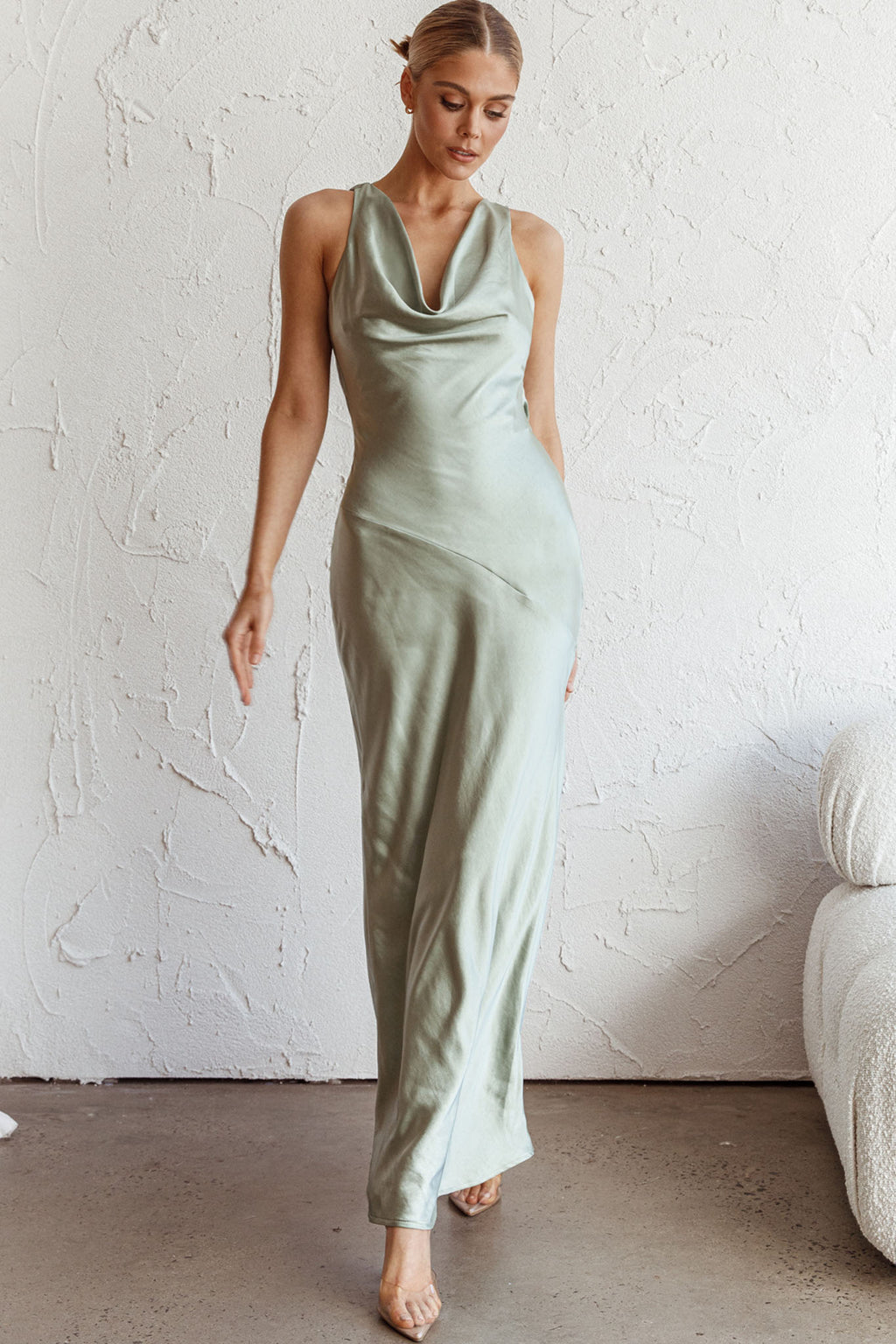 Cassiopeia Open Back Maxi Dress Pistachio by Selfie Leslie Australia