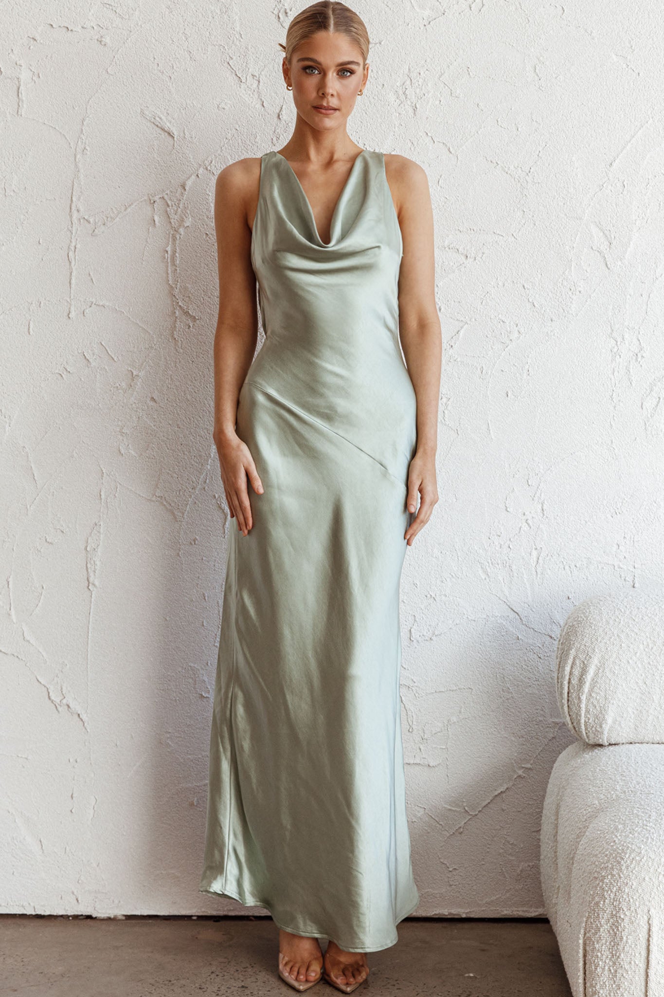 Cassiopeia Open Back Maxi Dress Pistachio by Selfie Leslie Australia