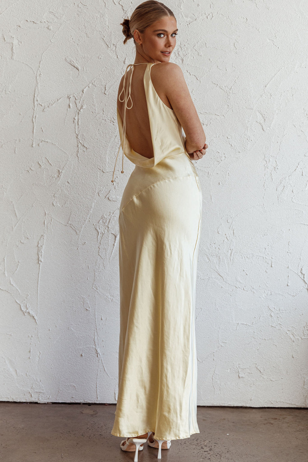 Cassiopeia Open Back Maxi Dress Butter by Selfie Leslie Australia