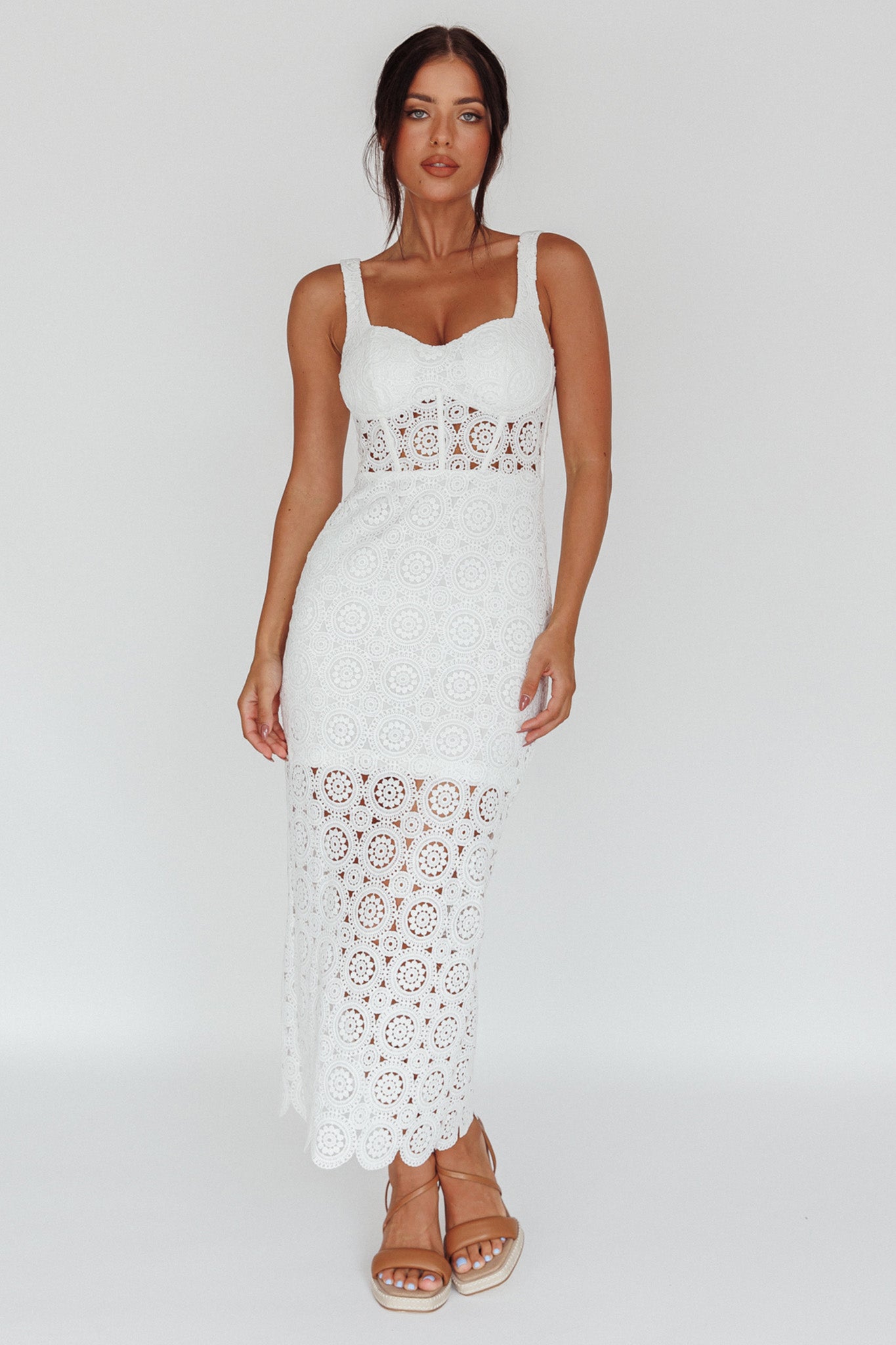 Milano Crochet Lace Midi Dress White by Selfie Leslie Australia