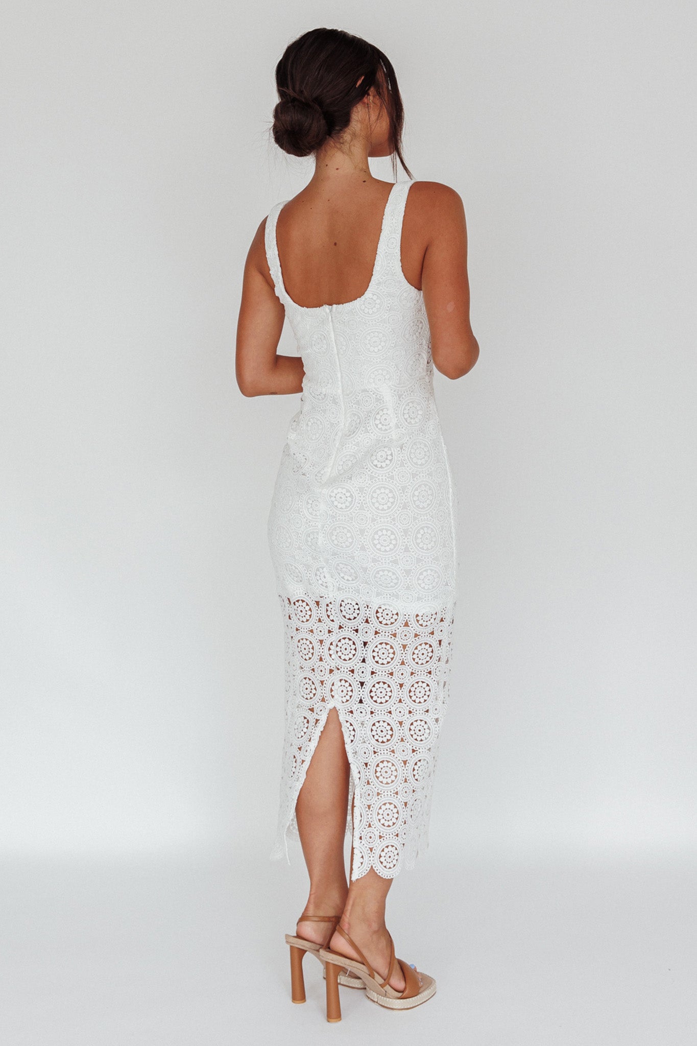 Milano Crochet Lace Midi Dress White by Selfie Leslie Australia