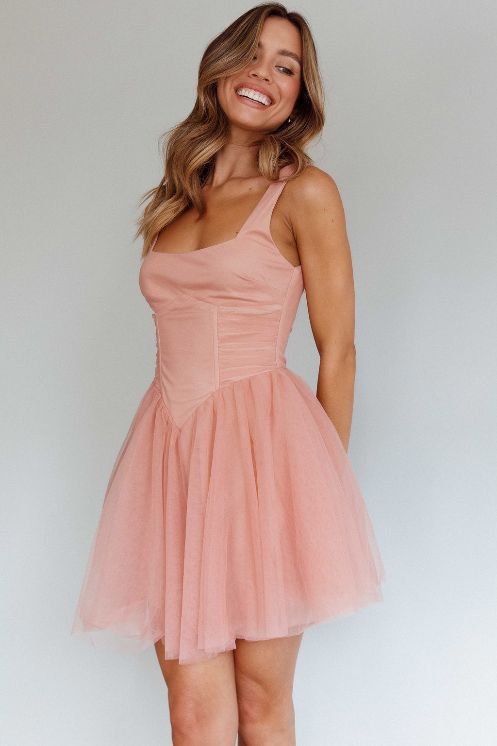 La Ballerine Layered Mesh Mini Dress Lipstick by Selfie Leslie Australia