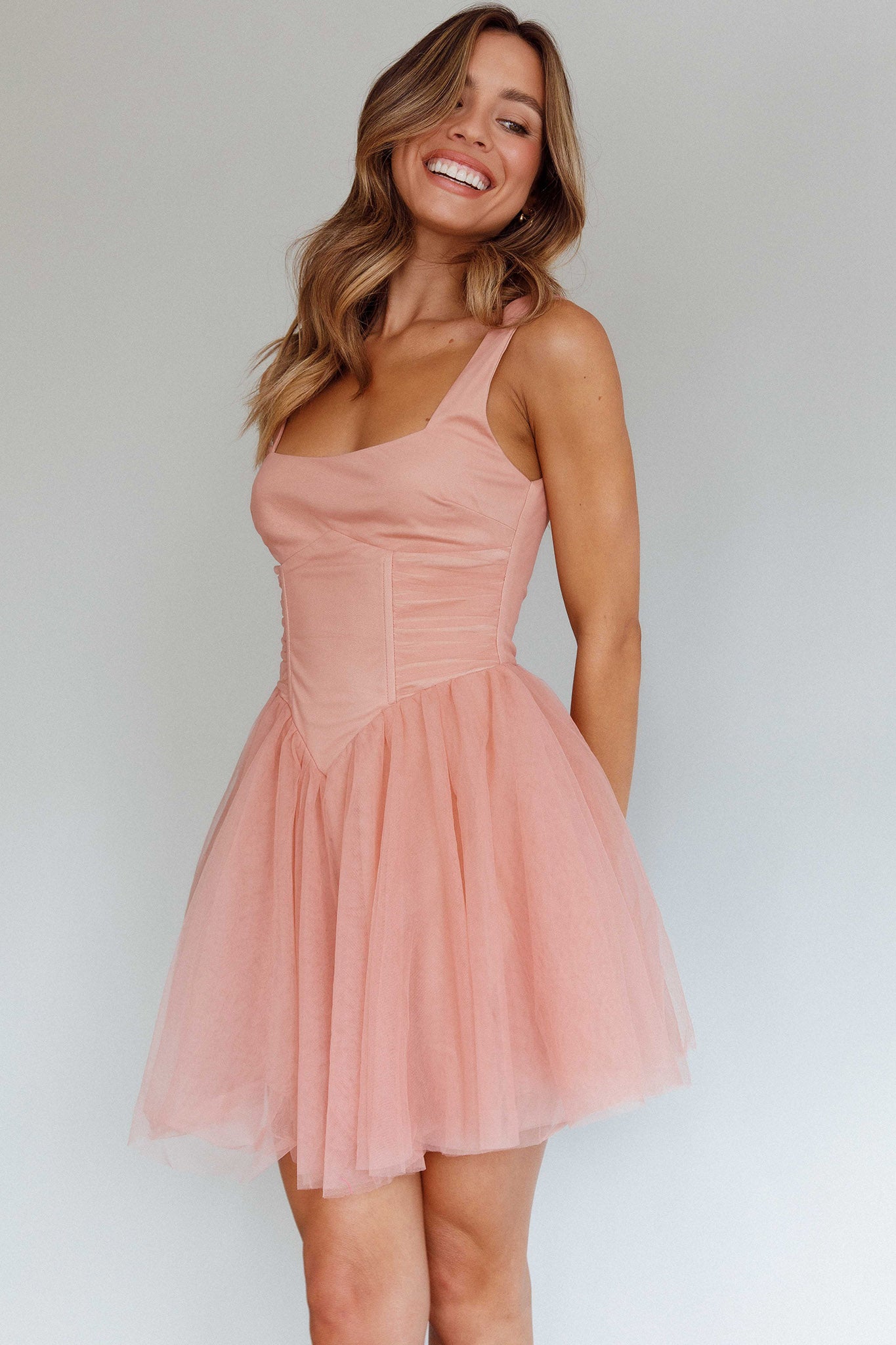 La Ballerine Layered Mesh Mini Dress Lipstick by Selfie Leslie Australia