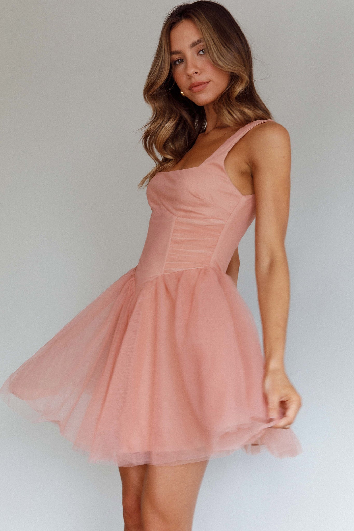 La Ballerine Layered Mesh Mini Dress Lipstick by Selfie Leslie Australia