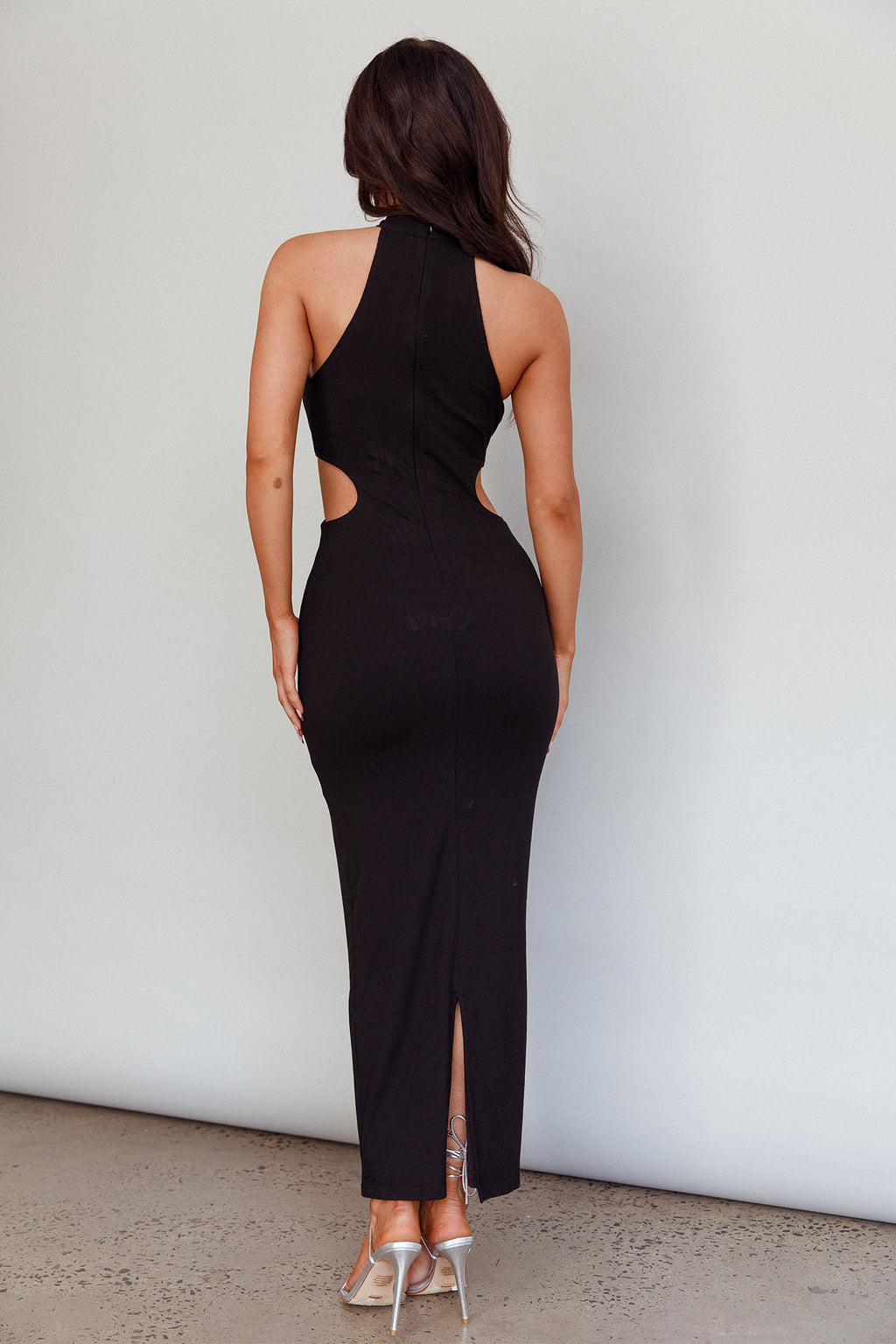 Estella Keyhole Ribbed Midi Dress Black by Selfie Leslie Australia