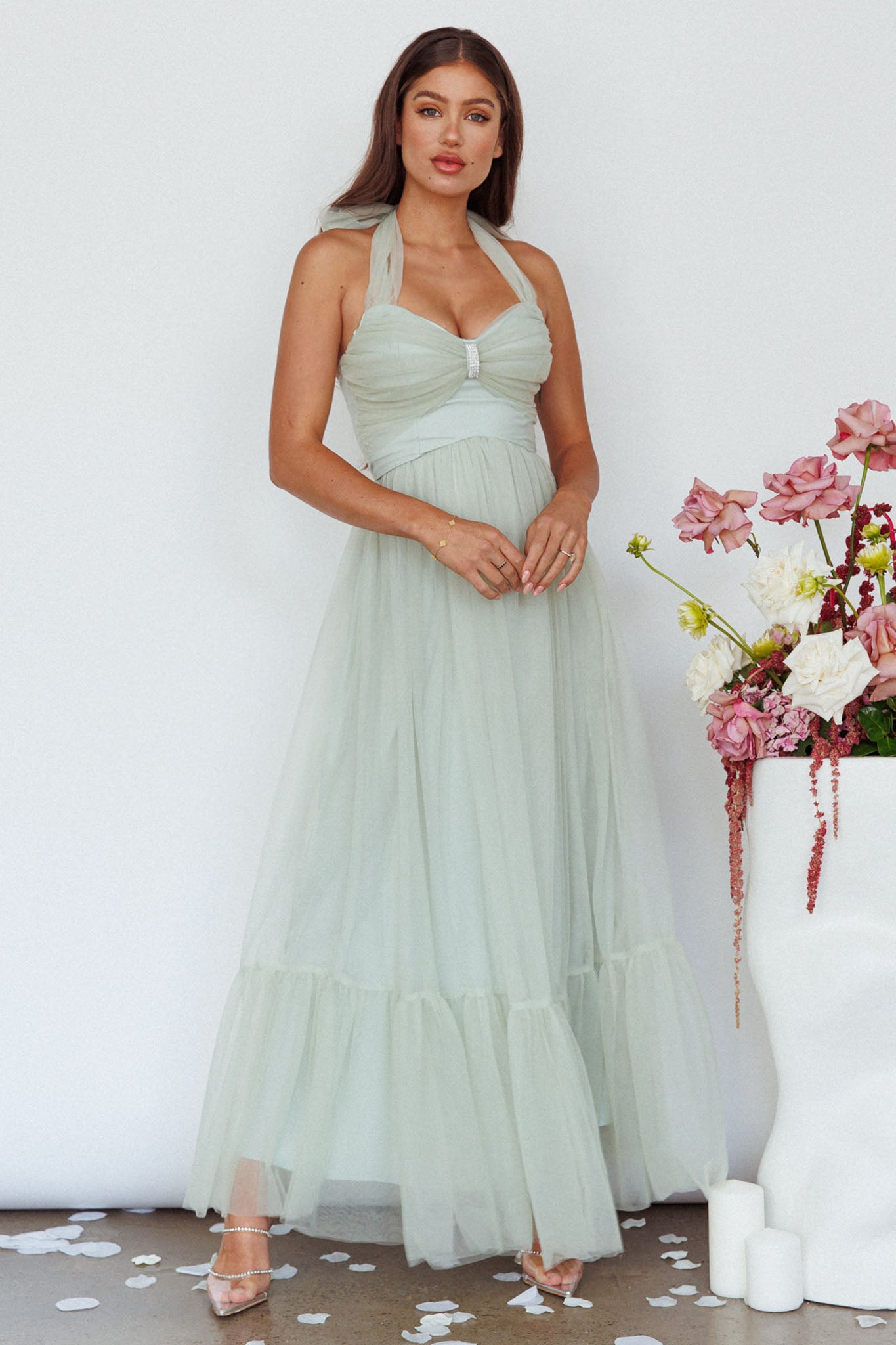 Alegria Tulle Maxi Dress Pistachio by Selfie Leslie Australia