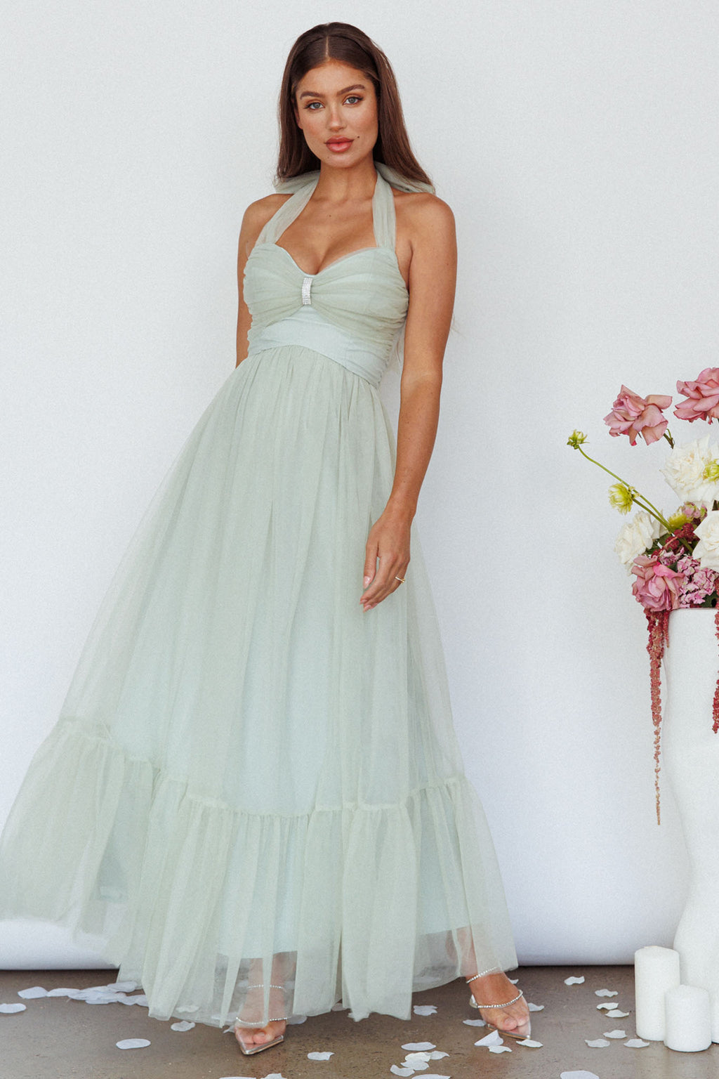 Alegria Tulle Maxi Dress Pistachio by Selfie Leslie Australia