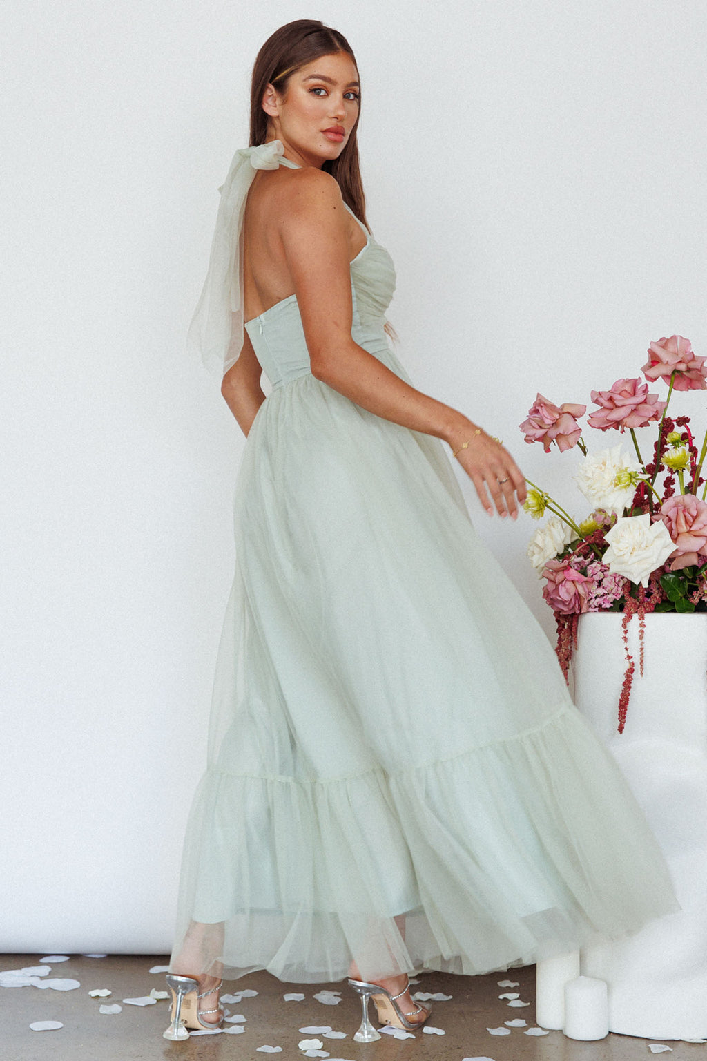 Alegria Tulle Maxi Dress Pistachio by Selfie Leslie Australia